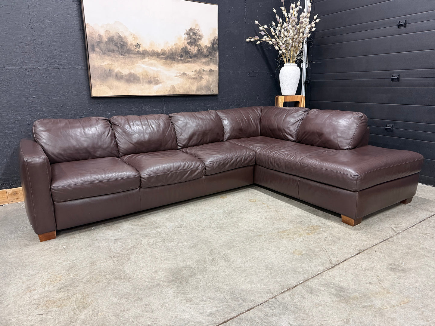 Natuzzi Brown Leather Sectional