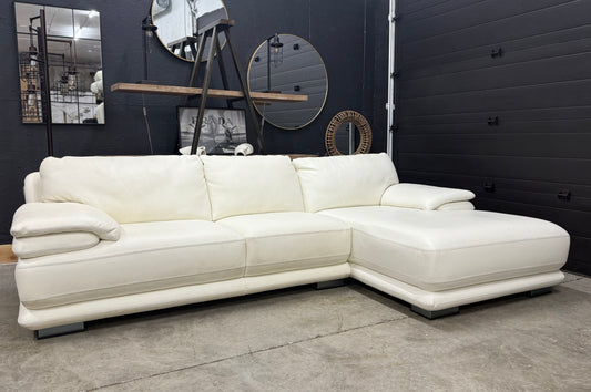 Chateau dA’x Cream Full Grain Leather Sectional