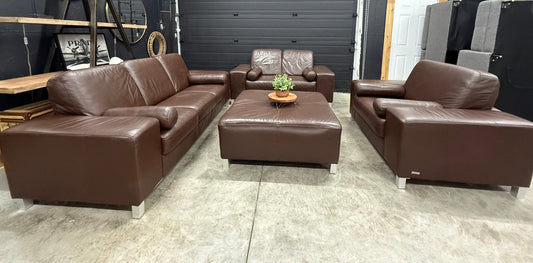 Palliser Brown Genuine Leather 4 Piece Sofa Set