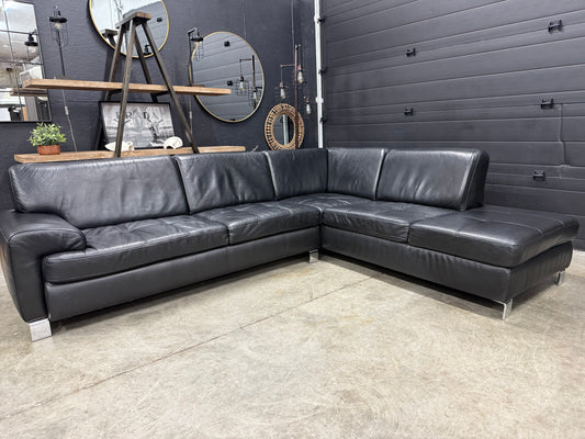 Scan Design Genuine Black Leather Sectional