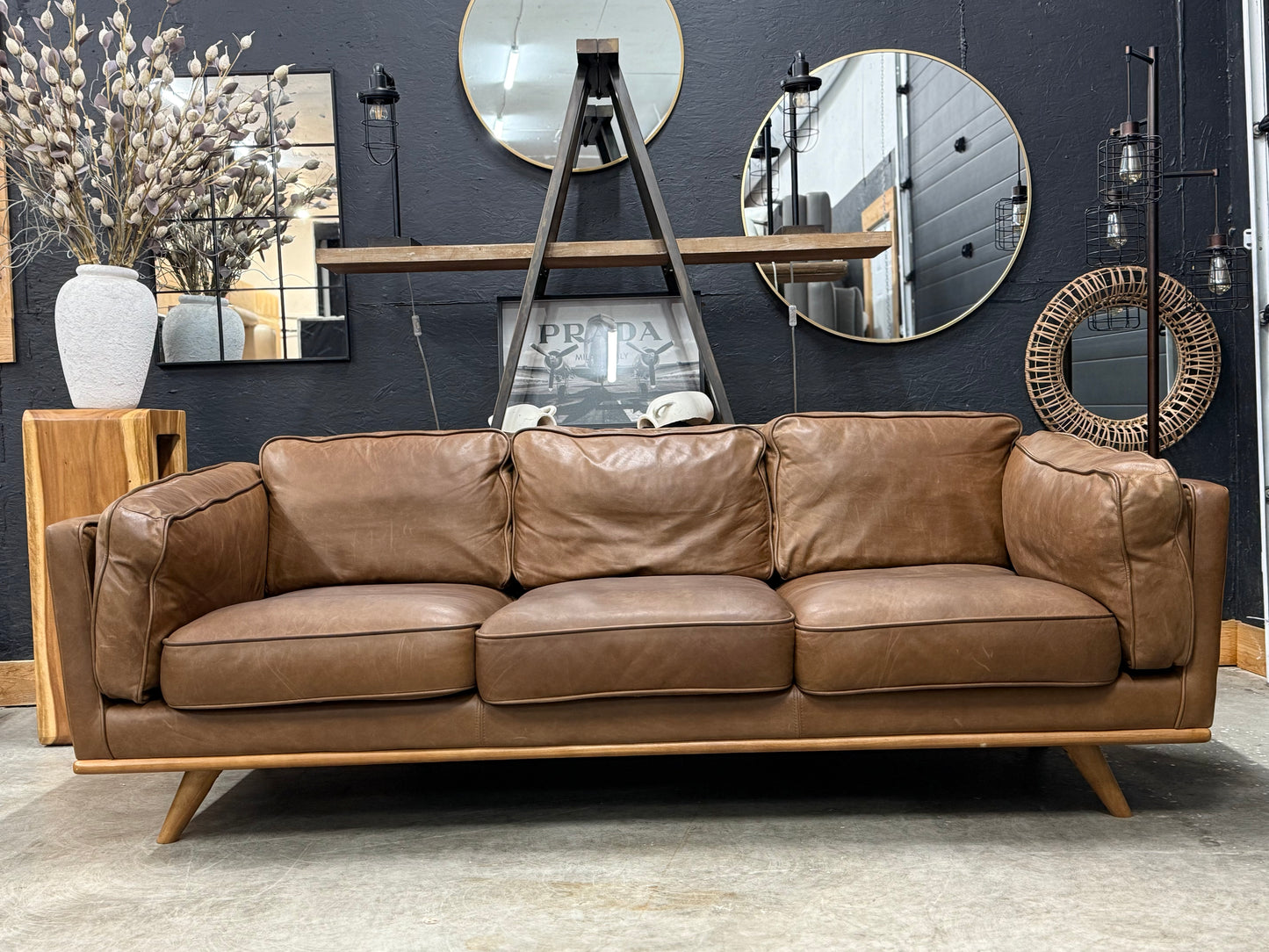 Article 100% Brown Genuine Leather Sofa