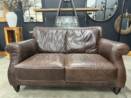Natuzzi Editions Distressed Genuine Leather Love Seat & Chair