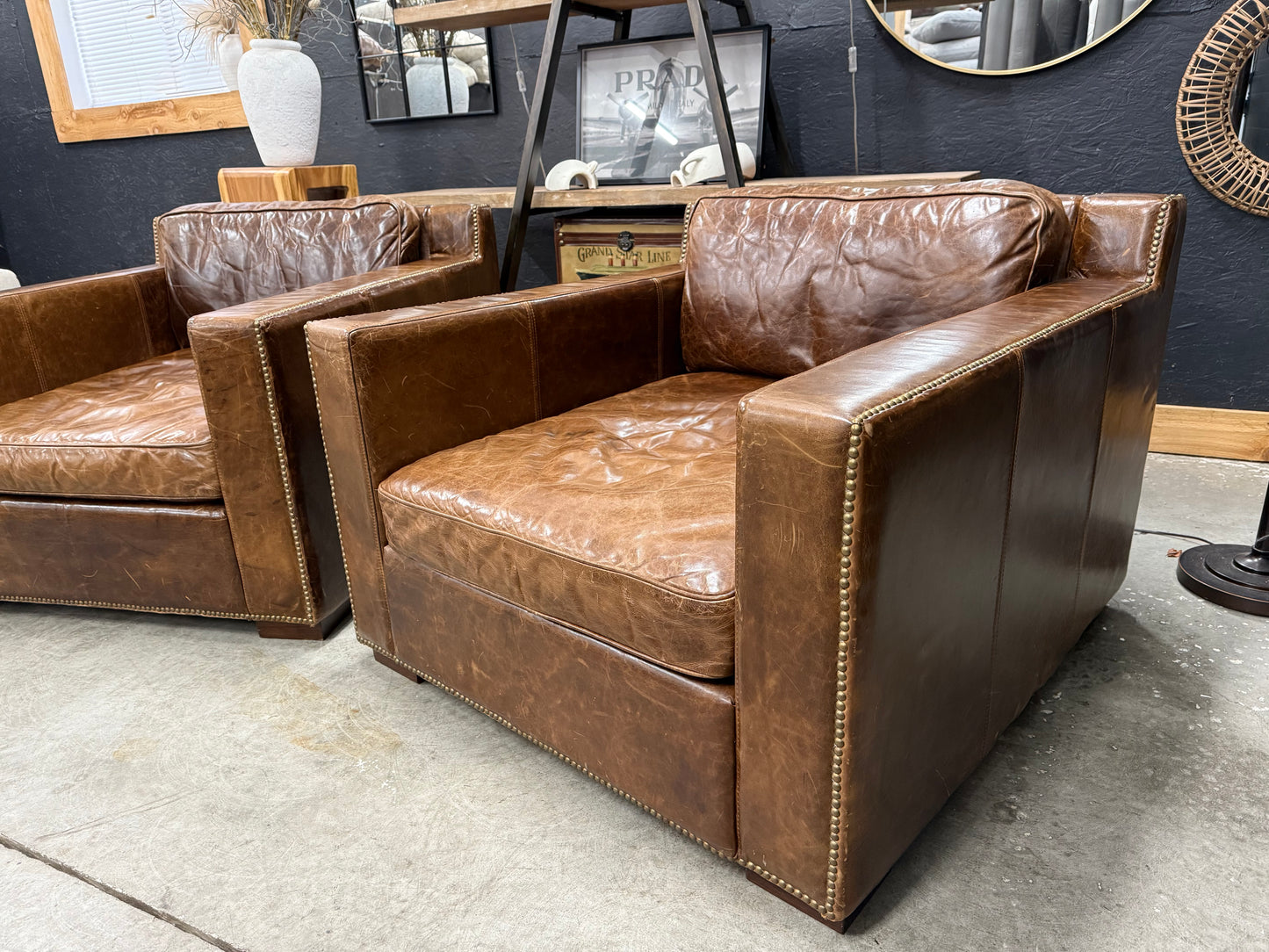 Restoration Hardware Distressed Leather Chairs