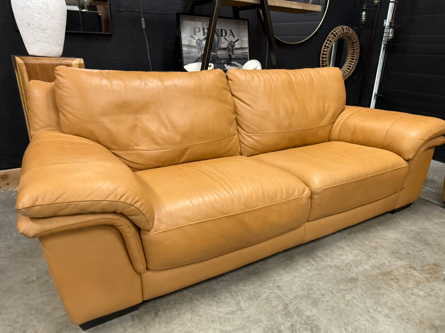 Natuzzi Grain Leather Sofa Set