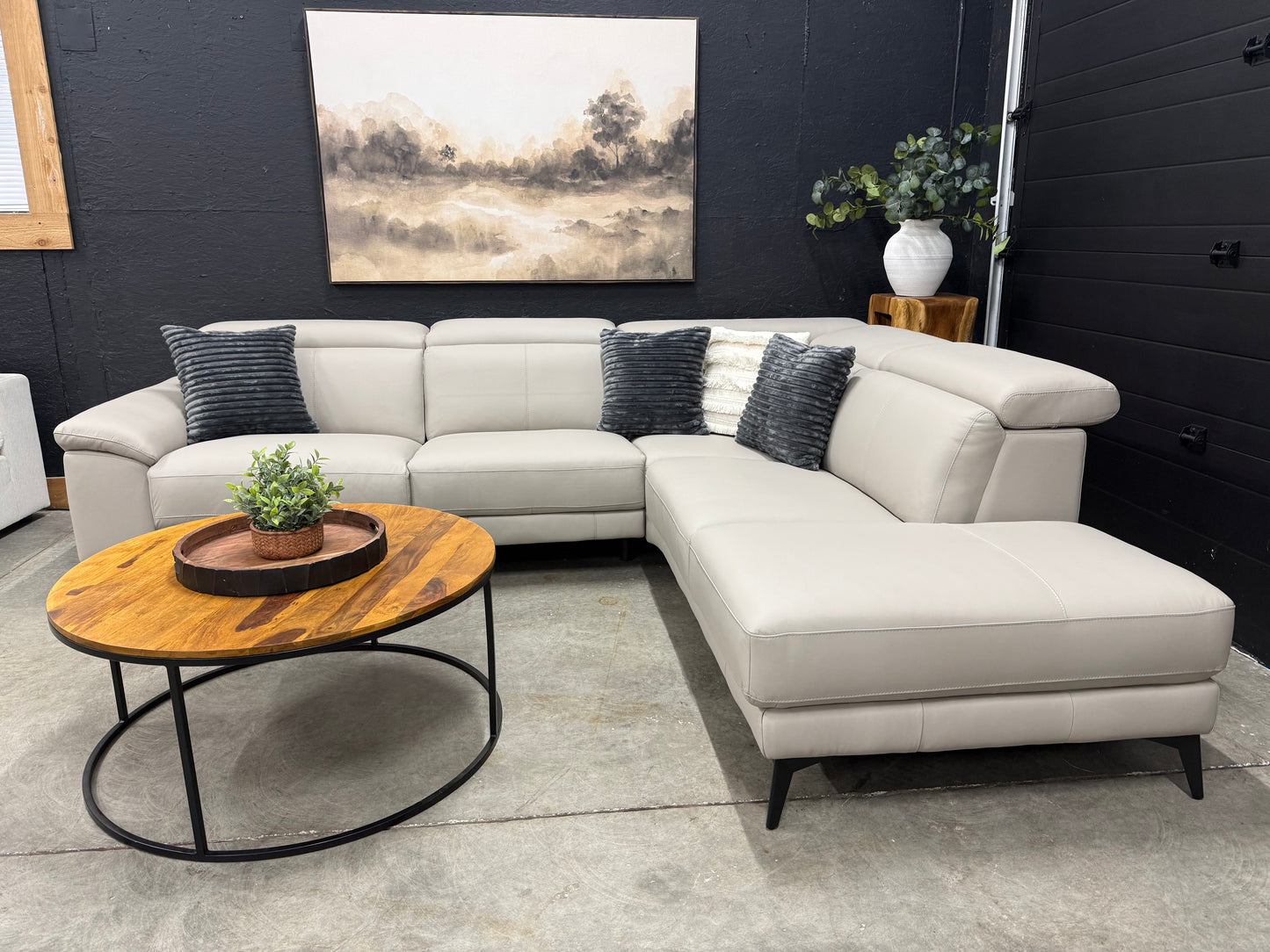 Power Reclining Genuine Top Grain Leather Sectional