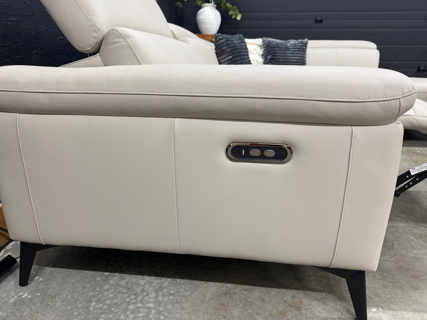 Power Reclining Genuine Top Grain Leather Sectional