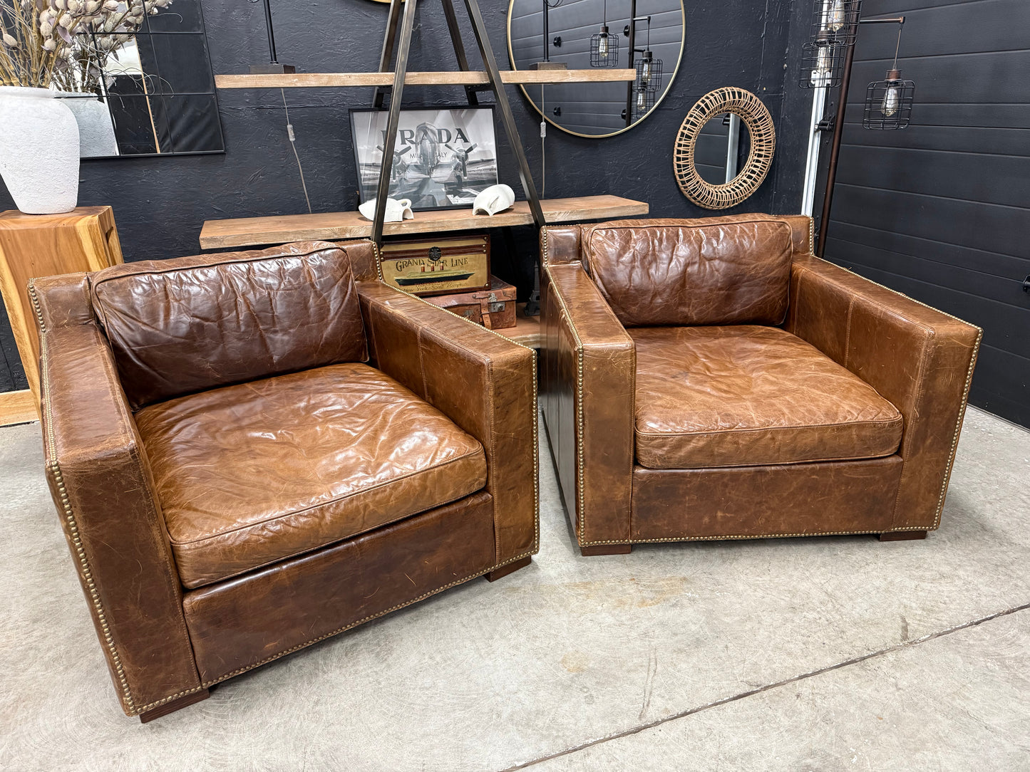 Restoration Hardware Distressed Leather Chairs