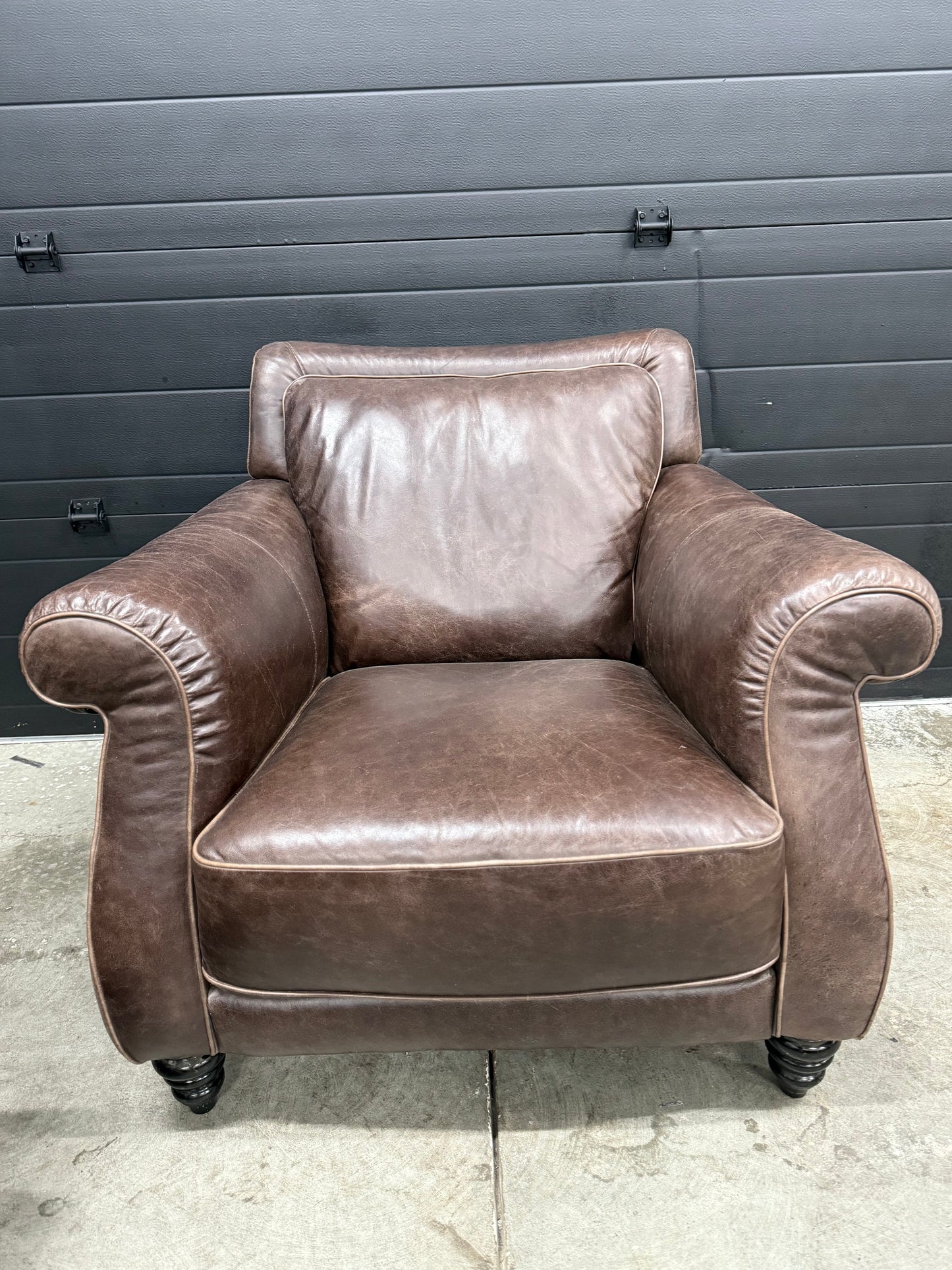 Natuzzi Editions Distressed Genuine Leather Love Seat & Chair