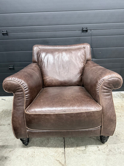 Natuzzi Editions Distressed Genuine Leather Love Seat & Chair