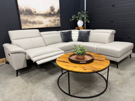 Power Reclining Genuine Top Grain Leather Sectional
