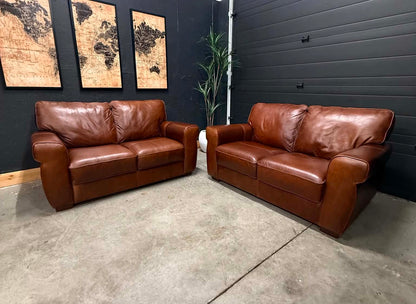 Beautiful Caramel Genuine Leather Couch Set