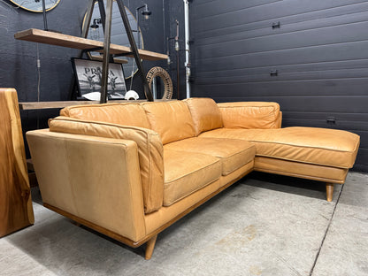 Article Tan 100% Genuine Leather Sectional