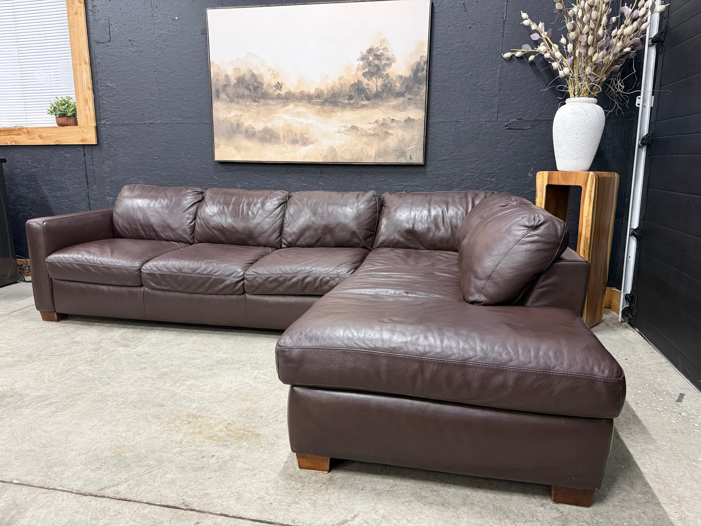 Natuzzi Brown Leather Sectional