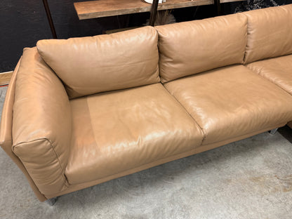 Muse&Merchant Cognac Genuine Leather Sectional