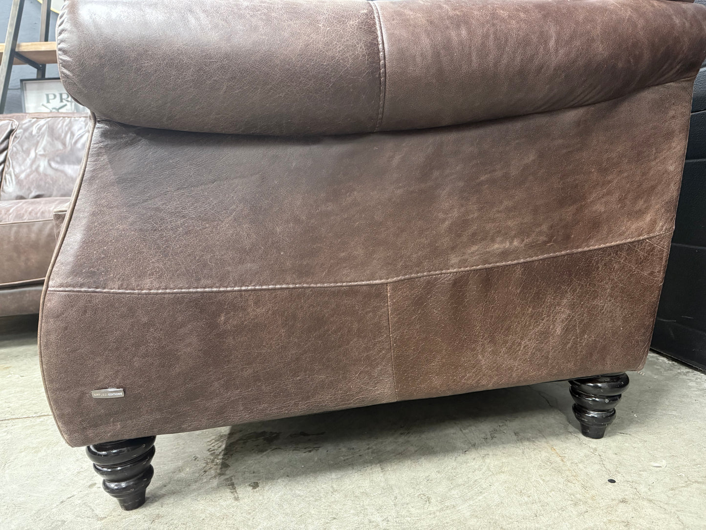 Natuzzi Editions Distressed Genuine Leather Love Seat & Chair