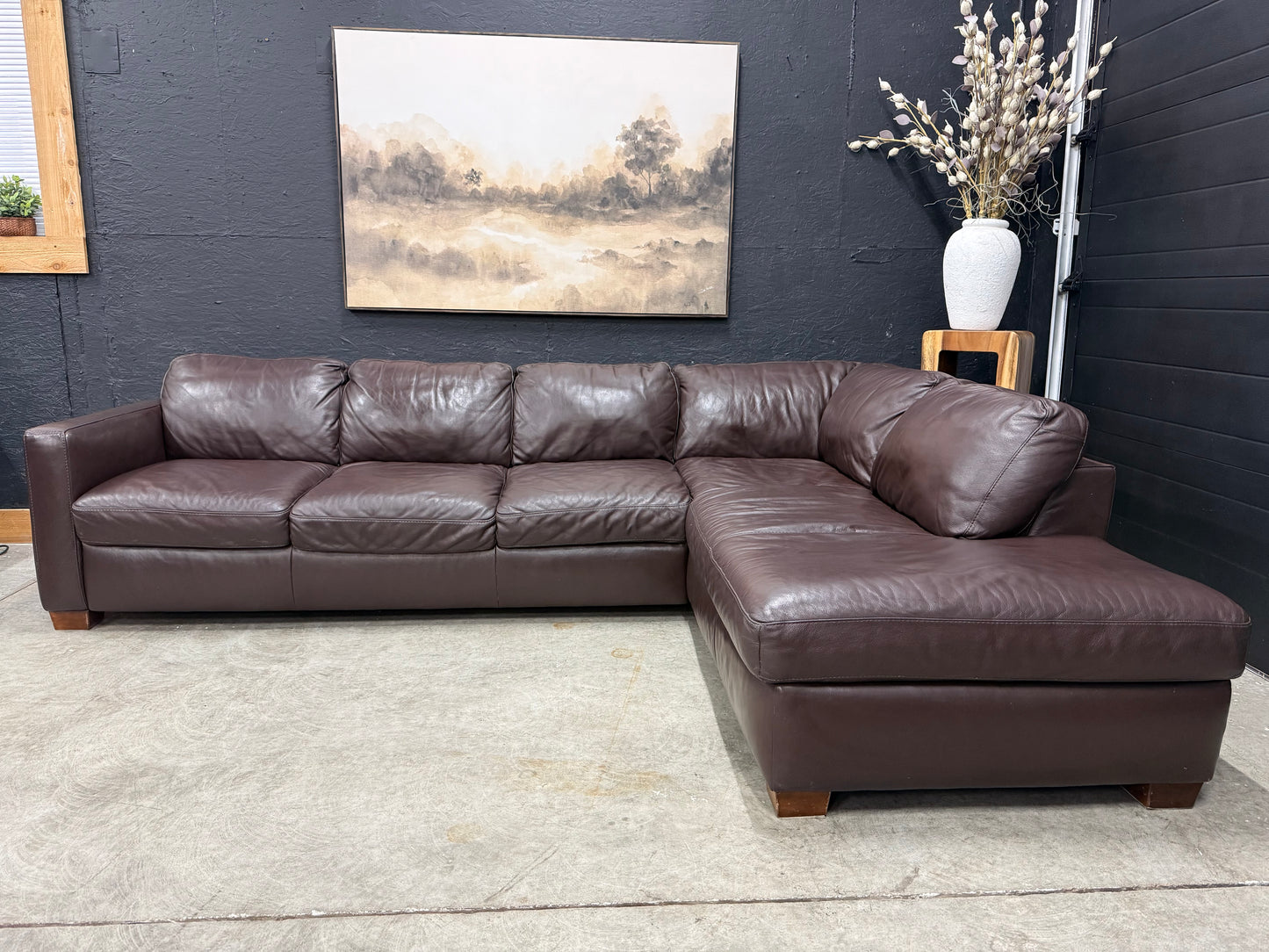 Natuzzi Brown Leather Sectional