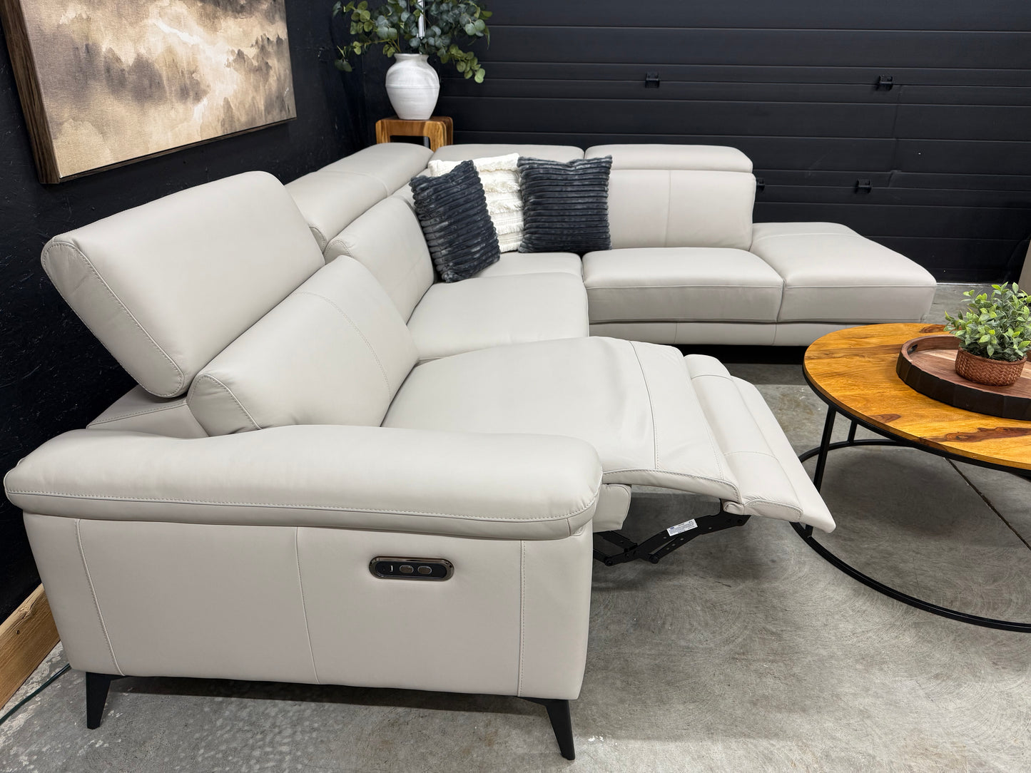 Power Reclining Genuine Top Grain Leather Sectional