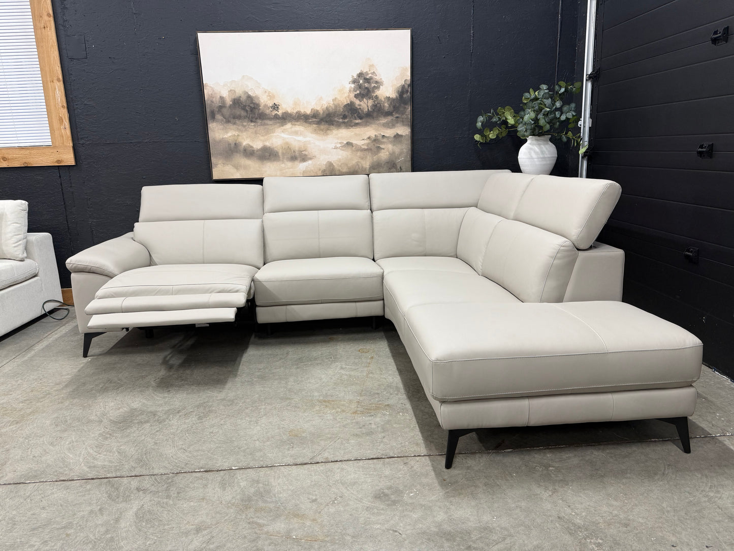Power Reclining Genuine Top Grain Leather Sectional