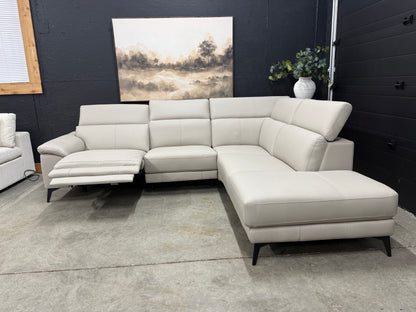 Power Reclining Genuine Top Grain Leather Sectional