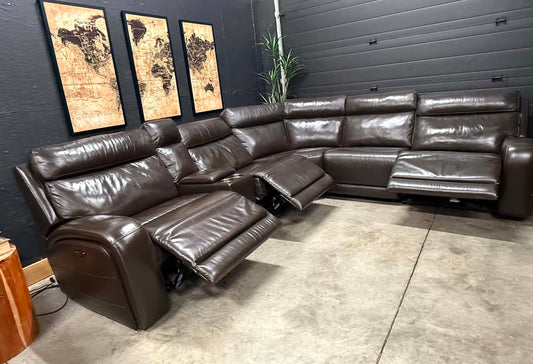 3 Power Reclining Genuine Leather Sectional