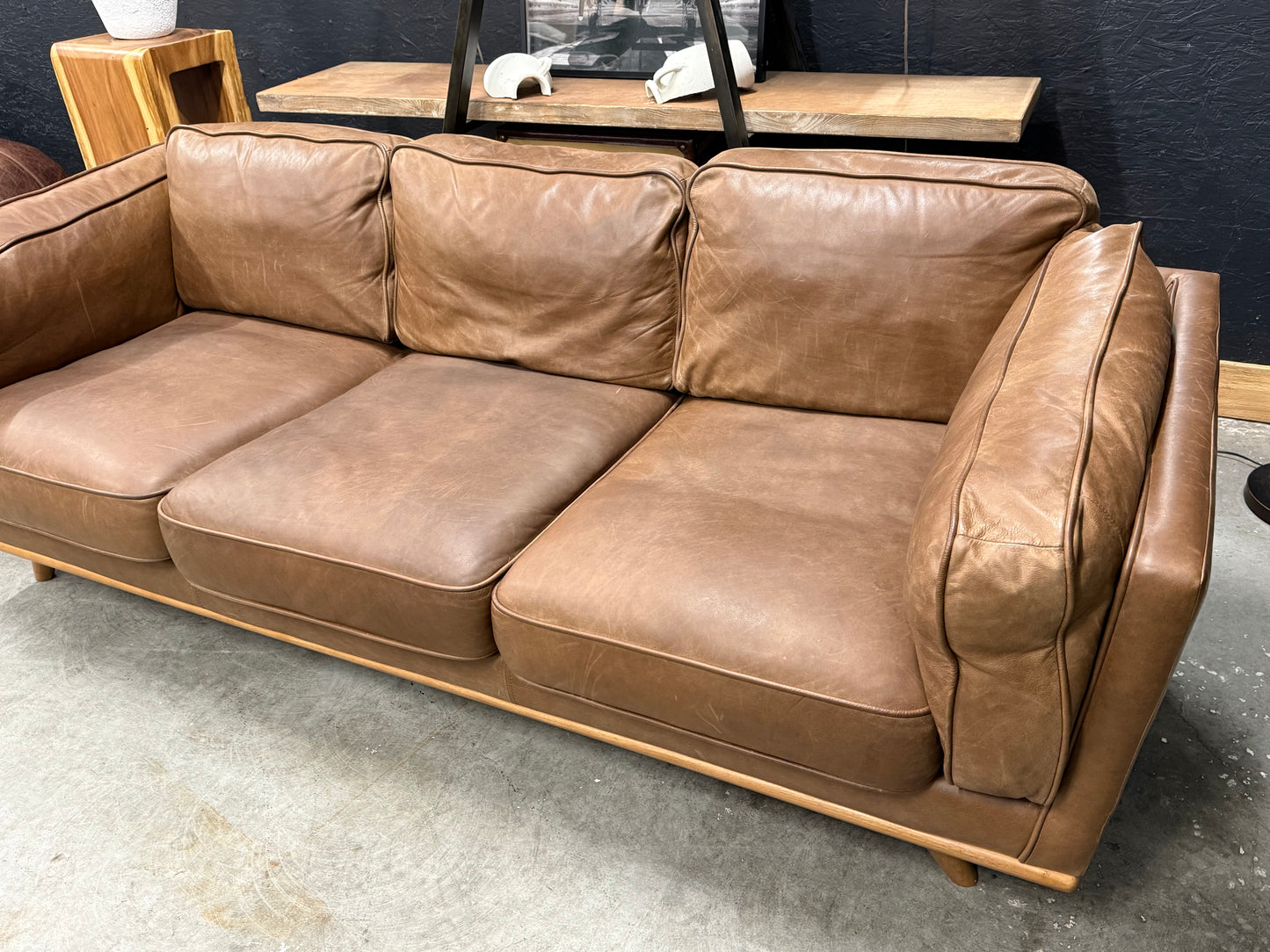 Article 100% Tan Genuine Leather Sofa
