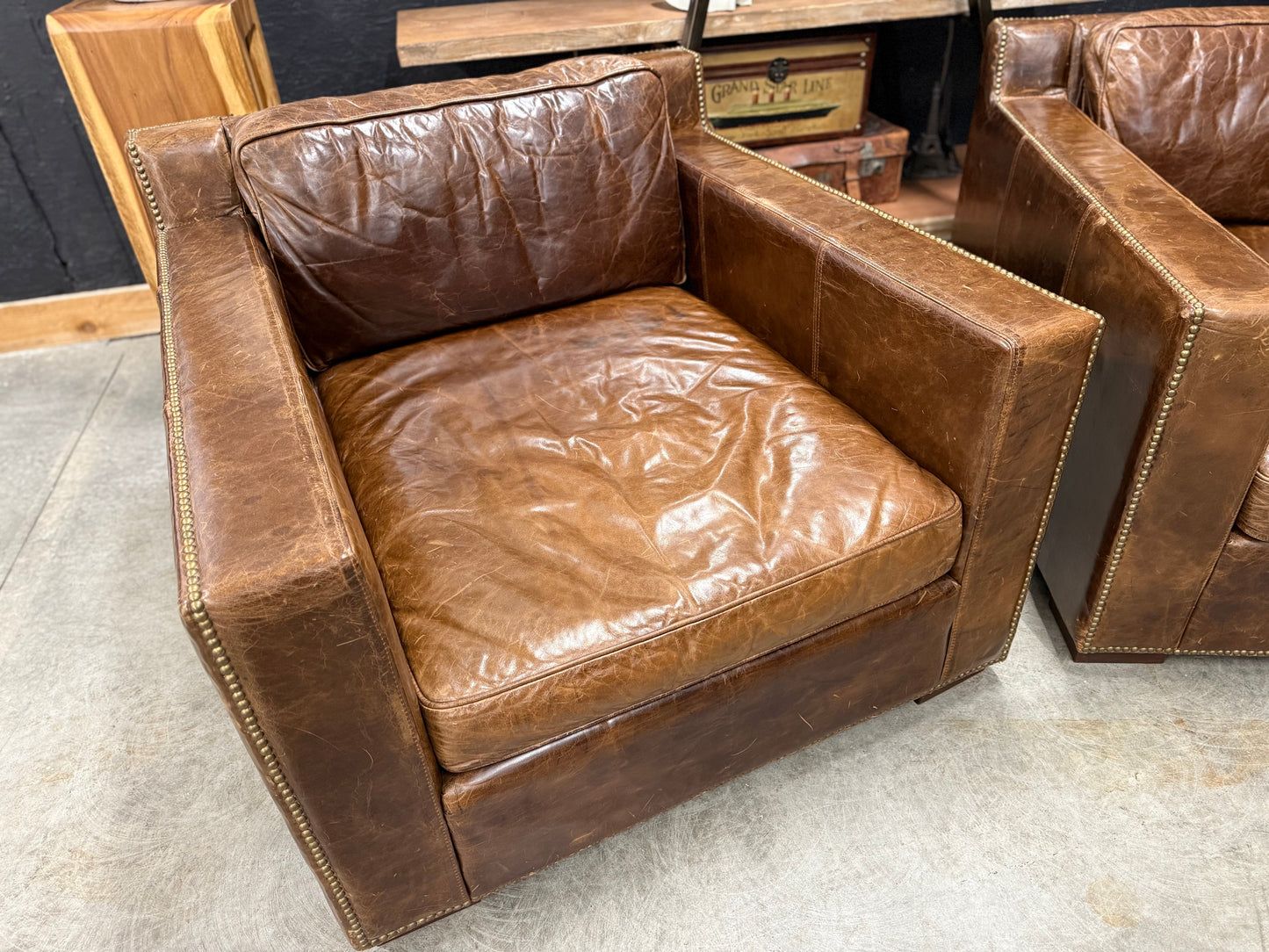 Restoration Hardware Distressed Leather Chairs