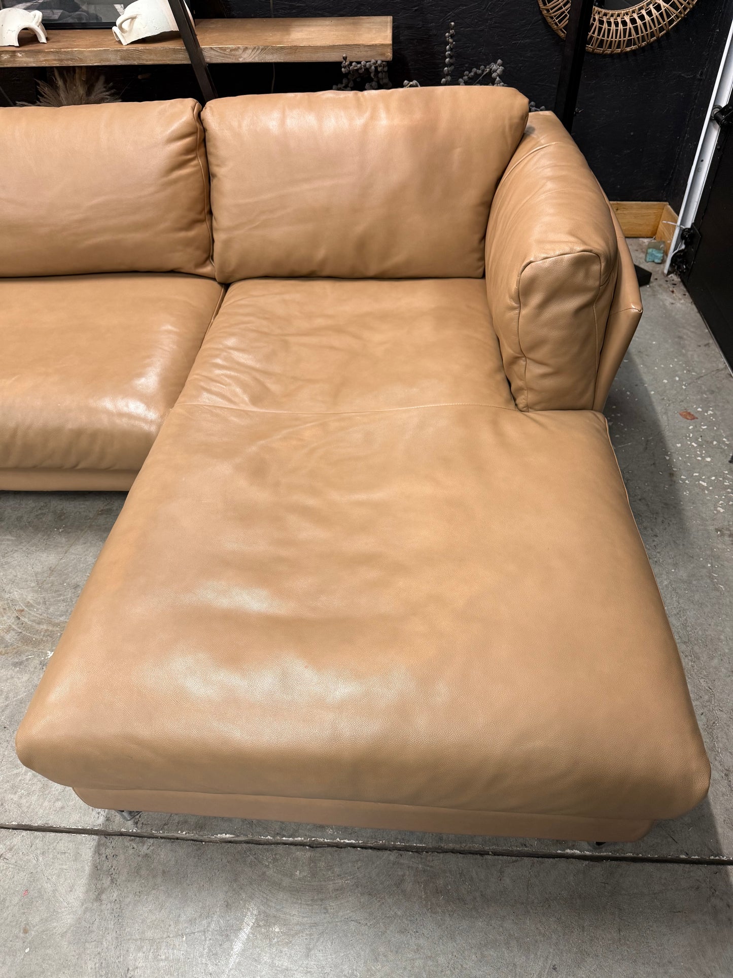 Muse&Merchant Cognac Genuine Leather Sectional