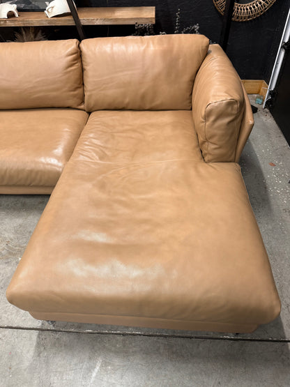 Muse&Merchant Cognac Genuine Leather Sectional