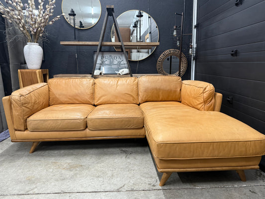 Article Tan 100% Genuine Leather Sectional