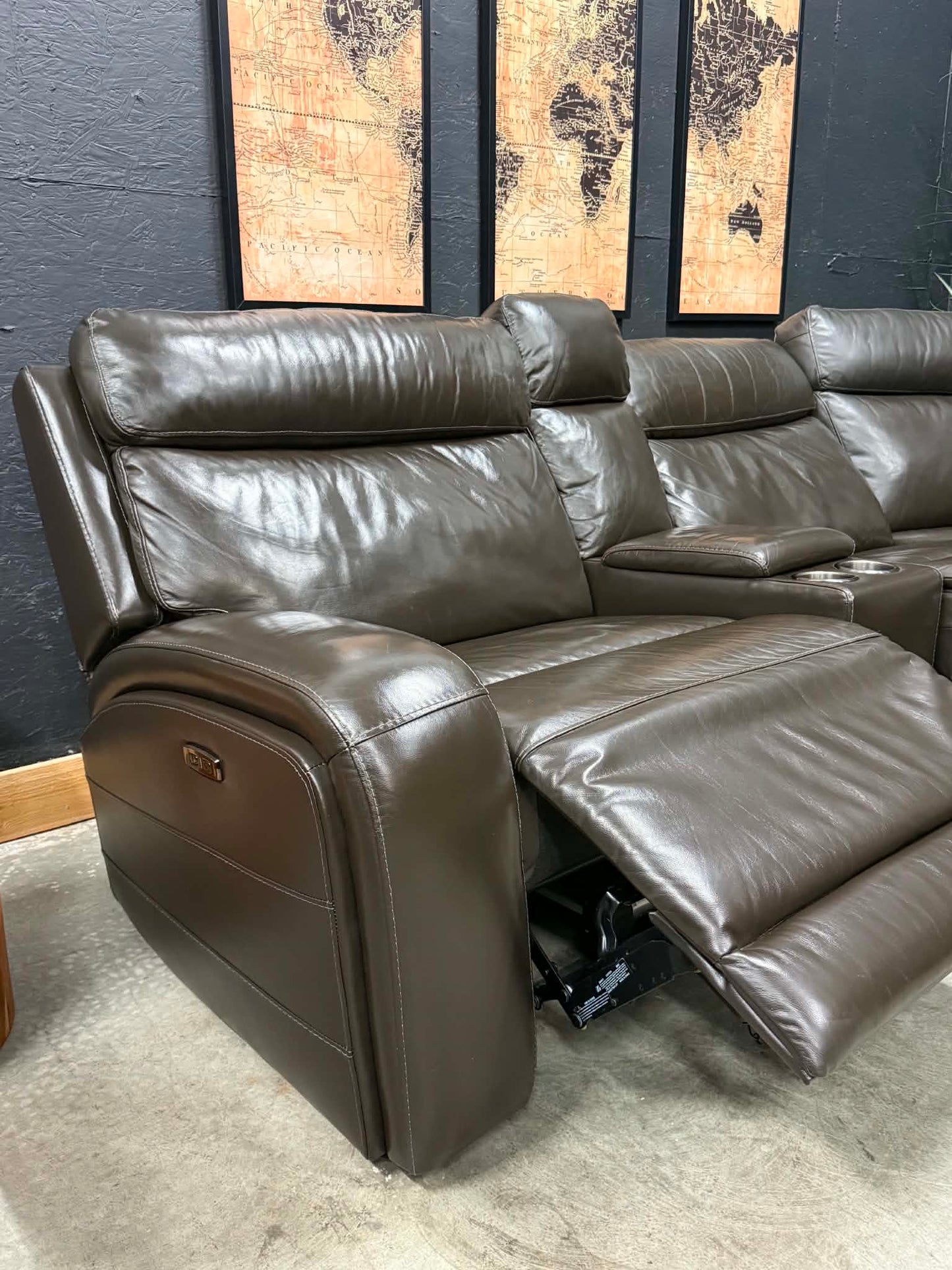 3 Power Reclining Genuine Leather Sectional