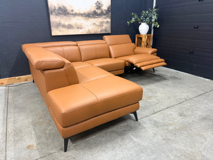 Power Reclining Genuine Top Grain Leather Sectional