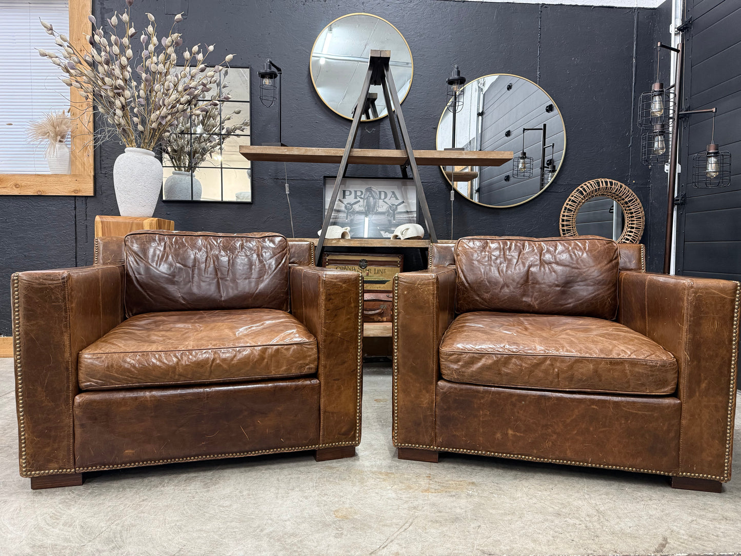 Restoration Hardware Distressed Leather Chairs