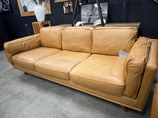 Article 100% Tan Genuine Leather Sofa