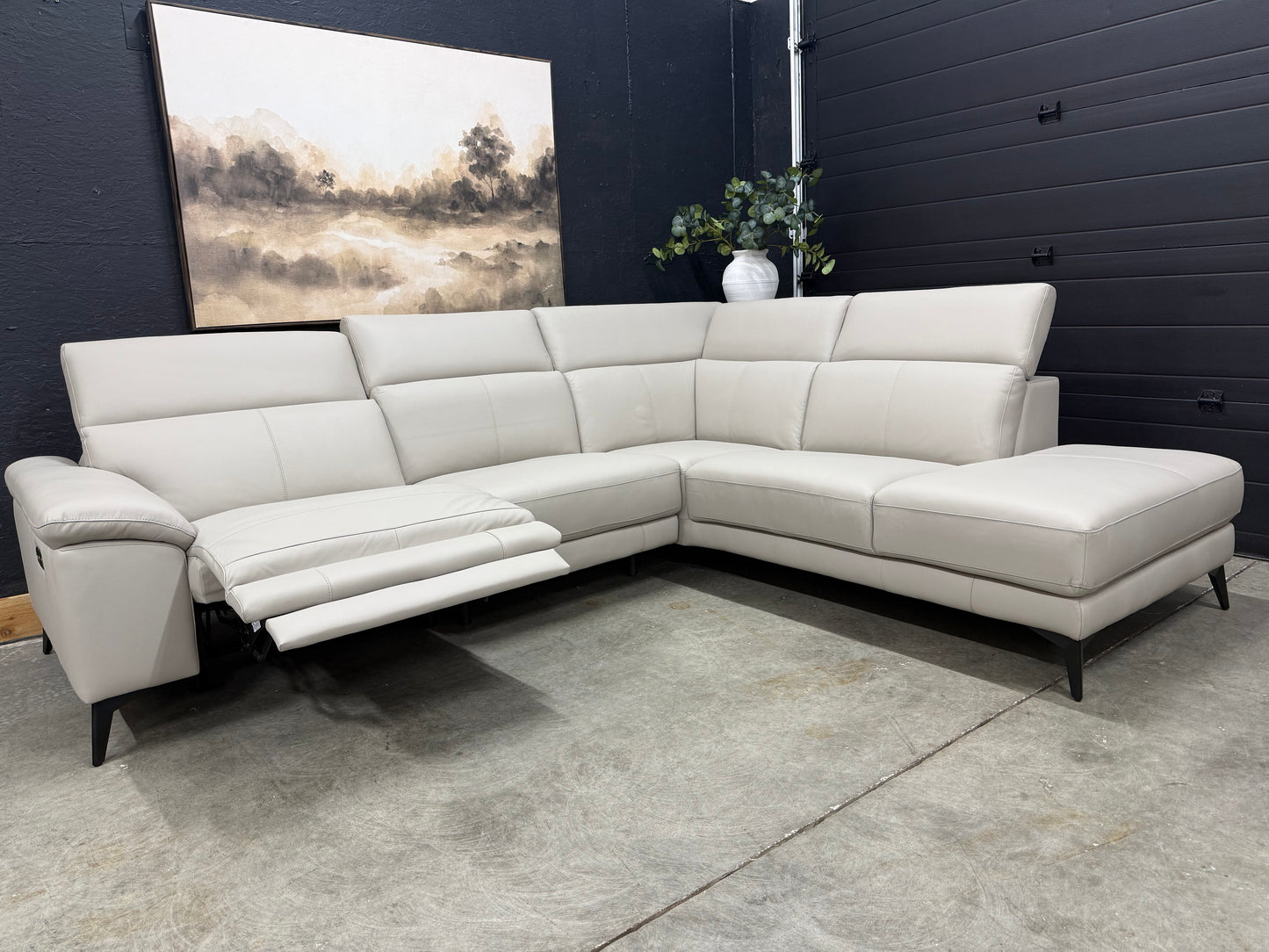 Power Reclining Genuine Top Grain Leather Sectional