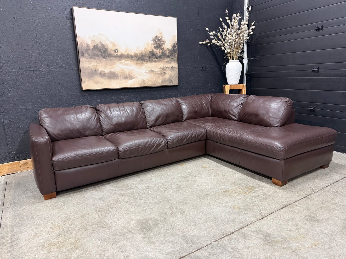 Natuzzi Brown Leather Sectional