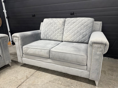 Luxurious Velvet Grey Sofa Set