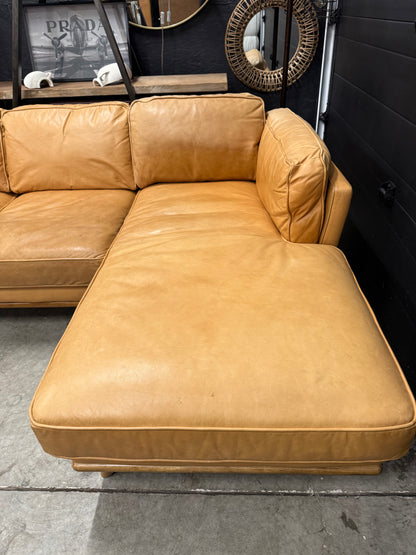 Article Tan 100% Genuine Leather Sectional