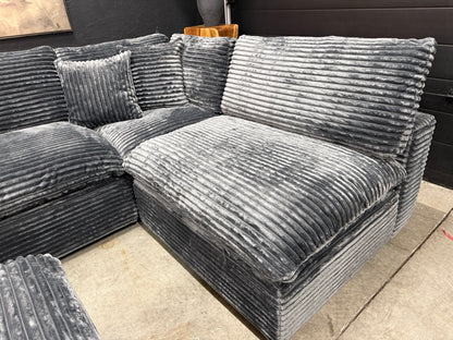 Grey Corduroy 5 Piece Cloud Couch Sectional