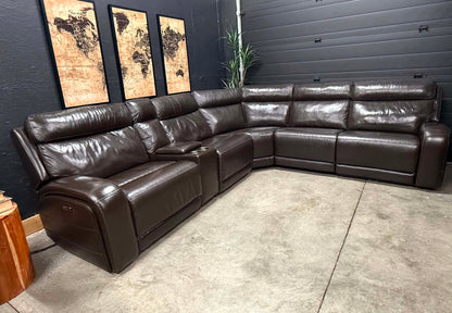 3 Power Reclining Genuine Leather Sectional