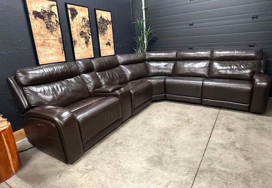 3 Power Reclining Genuine Leather Sectional