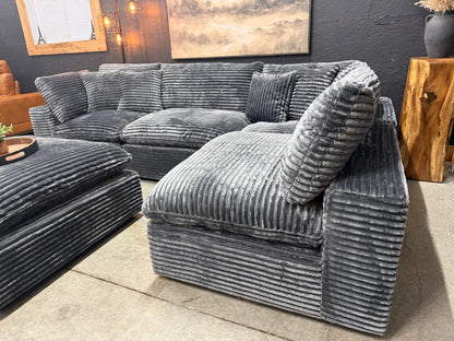 Grey Corduroy 5 Piece Cloud Couch Sectional