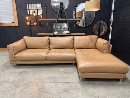 Muse&Merchant Cognac Genuine Leather Sectional