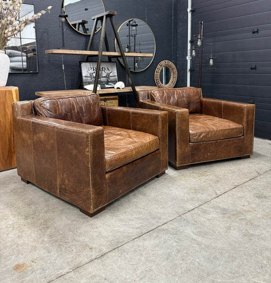 Restoration Hardware Distressed Leather Chairs