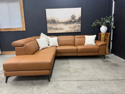 Power Reclining Genuine Top Grain Leather Sectional