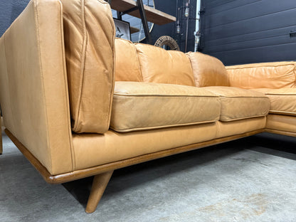 Article Tan 100% Genuine Leather Sectional
