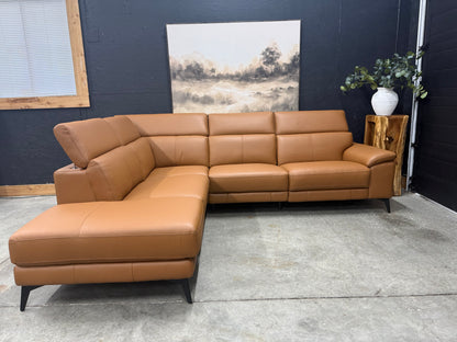 Power Reclining Genuine Top Grain Leather Sectional