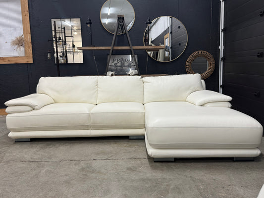 Chateau dA’x Cream Full Grain Leather Sectional