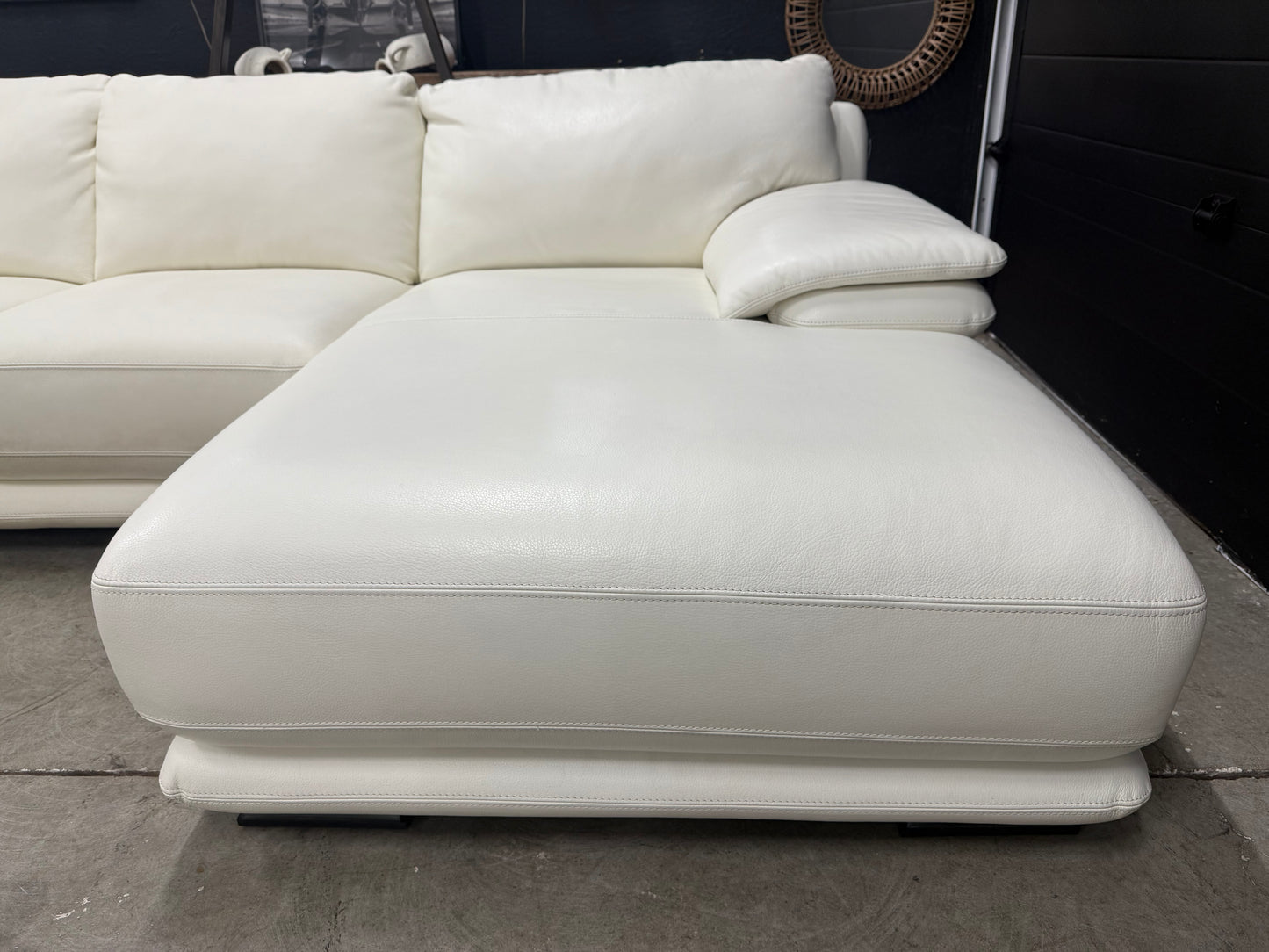 Chateau dA’x Cream Full Grain Leather Sectional