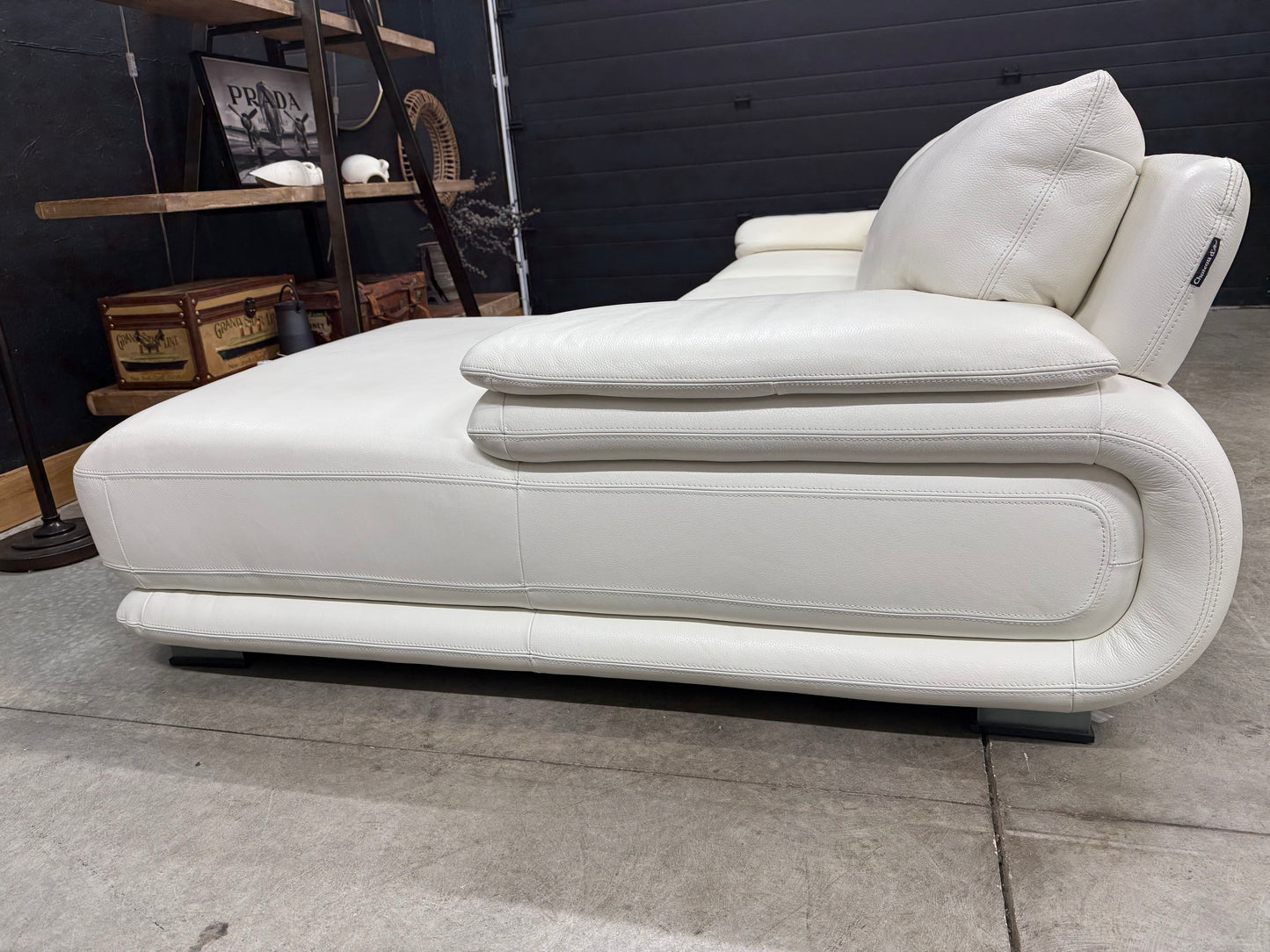 Chateau dA’x Cream Full Grain Leather Sectional