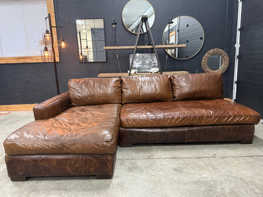 Restoration Hardware Maxwell Distressed Leather Sectional